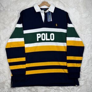 Polo Ralph Lauren Classic Fit Striped Jersey Rugby Polo Shirt Men's Size XL NWT